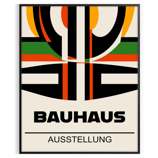 space Bauhaus art print minimalist white bold red hues striking poster iconic style perfect wall unique gift home office stunning piece available frames