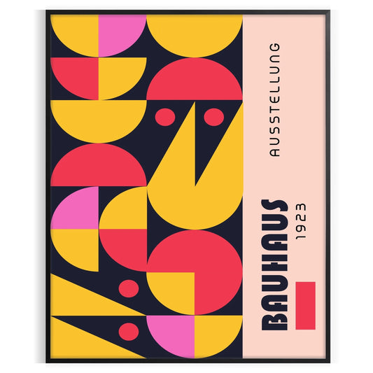 space vibrant Bauhaus art prints bold yellow black designs striking poster perfect contemporary wall unique gift enthusiasts modern elegance room frame