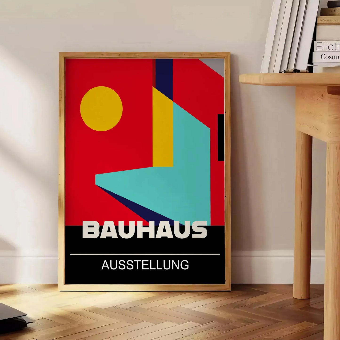 space vibrant Bauhaus art poster bold red yellow hues wall unique gift print iconic aesthetic unframed design style decor