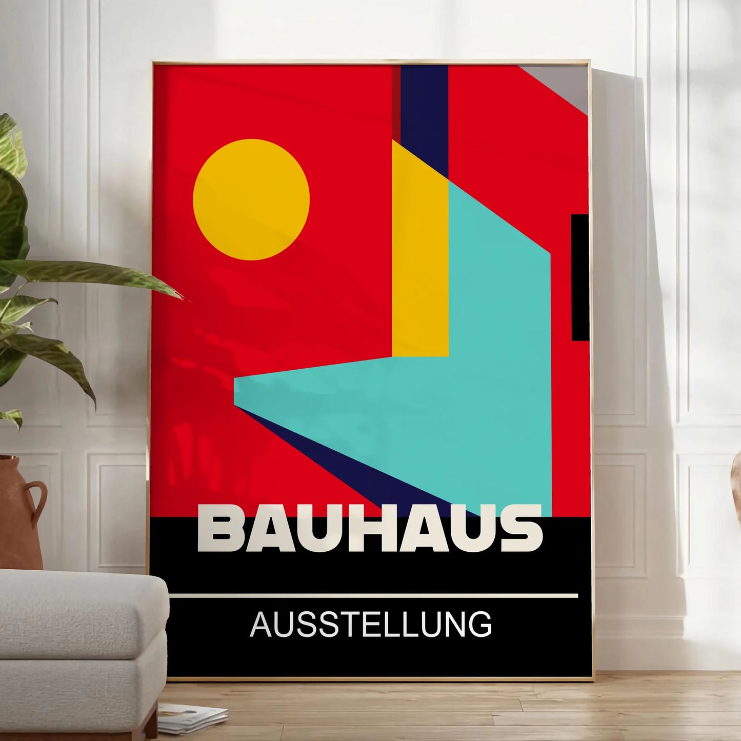 space vibrant Bauhaus art poster bold red yellow hues wall unique gift print iconic aesthetic unframed design style decor