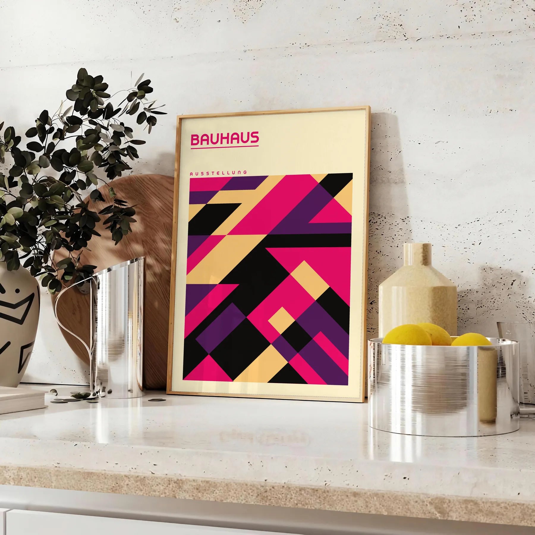space vibrant Bauhaus art print poster masterpiece geometric design bold colors wall unique gift artwork modern elegance style