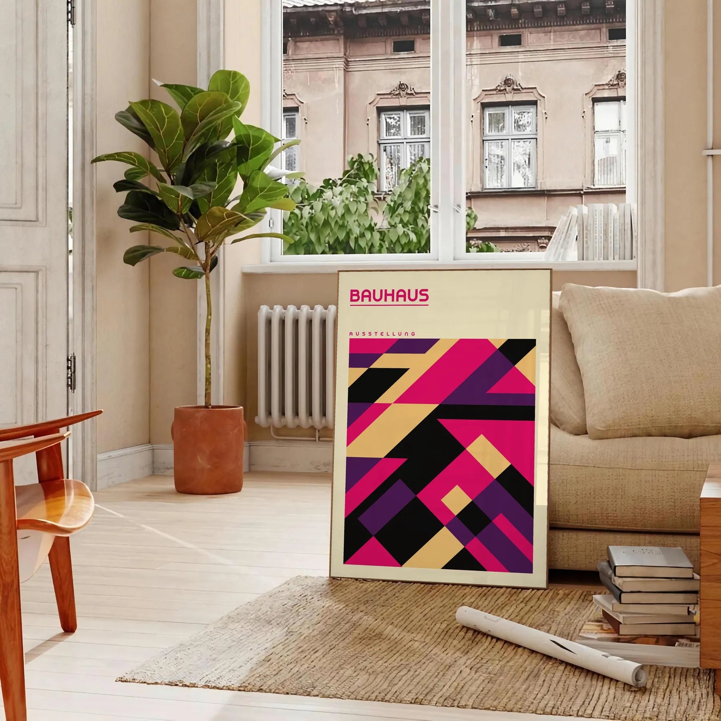 space vibrant Bauhaus art print poster masterpiece geometric design bold colors wall unique gift artwork modern elegance style
