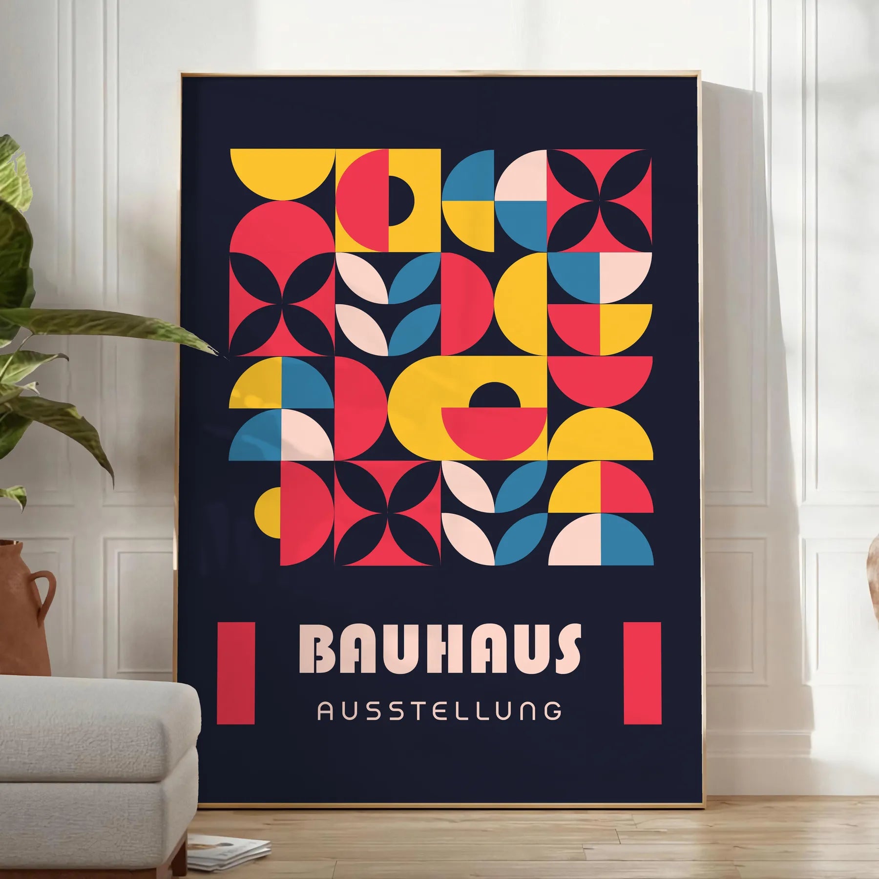 space striking Bauhaus art print minimalist design shades gray black poster modern elegance wall thoughtful gift decor style