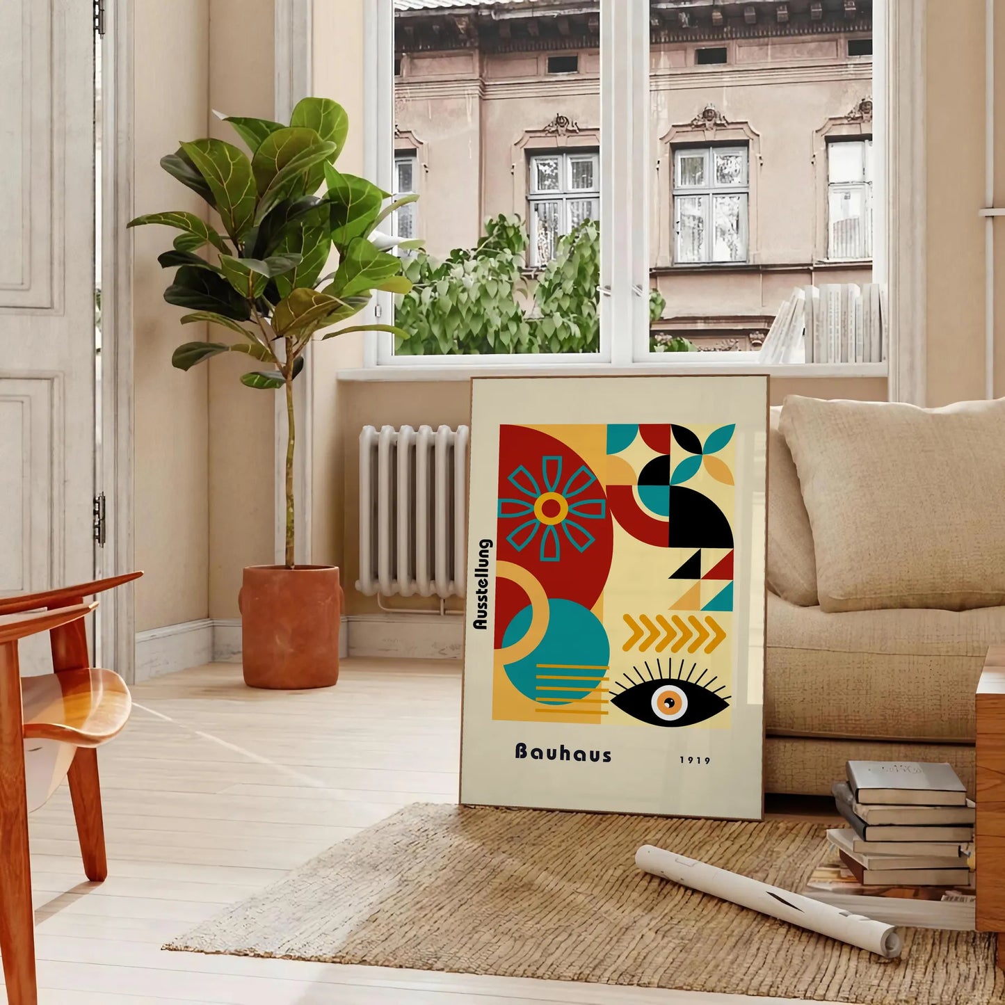 space stunning Bauhaus poster timeless piece wall art essence modern design gift bold addition room sizes A4 cm A0
