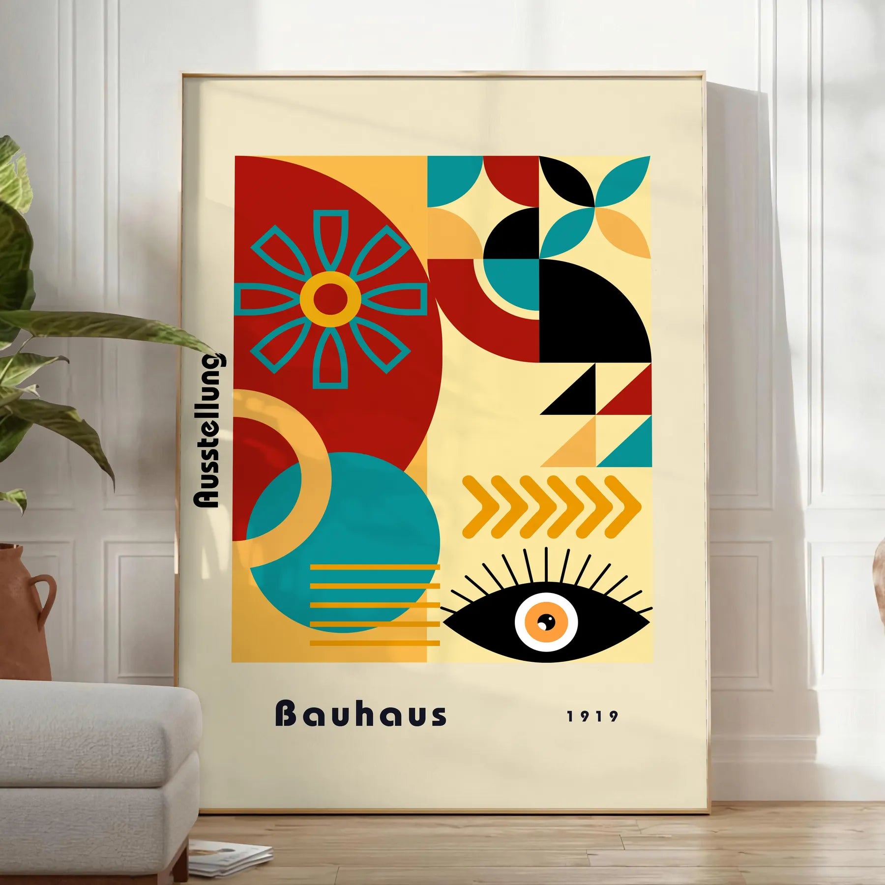 space stunning Bauhaus poster timeless piece wall art essence modern design gift bold addition room sizes A4 cm A0
