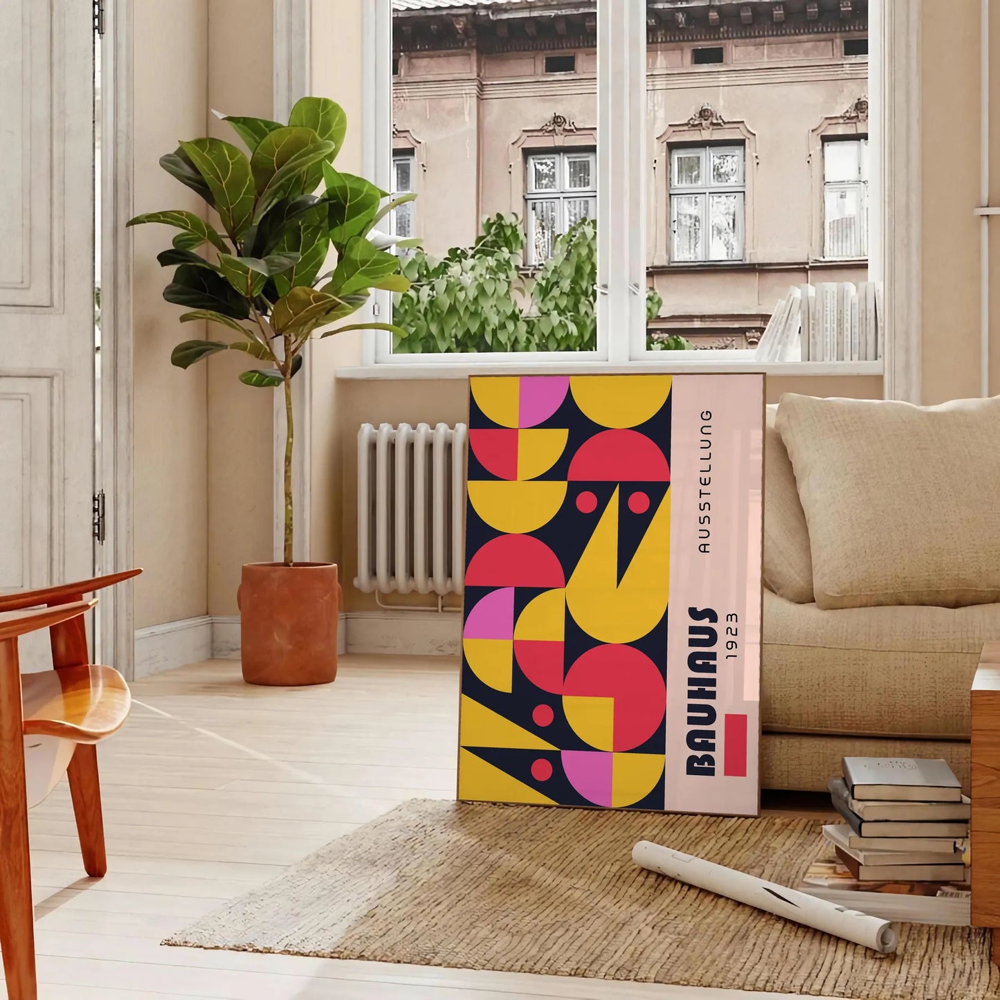 space vibrant Bauhaus art prints bold yellow black designs striking poster perfect contemporary wall unique gift enthusiasts modern elegance room frame