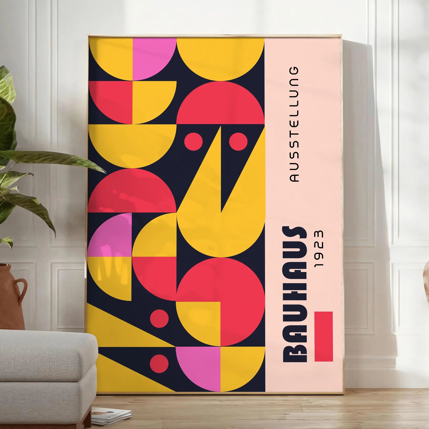 space vibrant Bauhaus art prints bold yellow black designs striking poster perfect contemporary wall unique gift enthusiasts modern elegance room frame